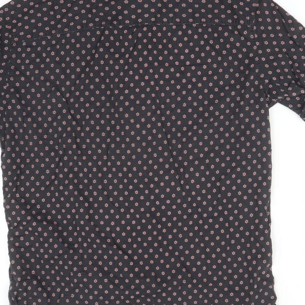 ALL SAINTS Mens Black Floral   Button-Up Size M