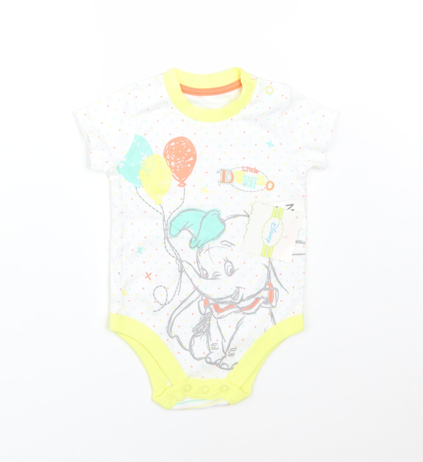 Nutmeg Baby White Polka Dot  Babygrow One-Piece Size 9-12 Months  - DISNEY DUMBO