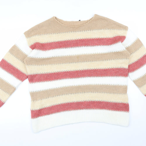 Peacocks Womens Multicoloured Striped  Pullover Sweatshirt Size L