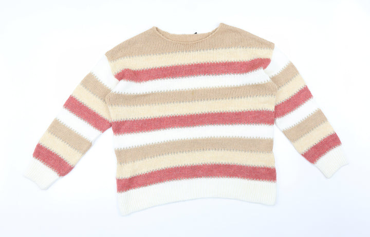 Peacocks Womens Multicoloured Striped  Pullover Sweatshirt Size L