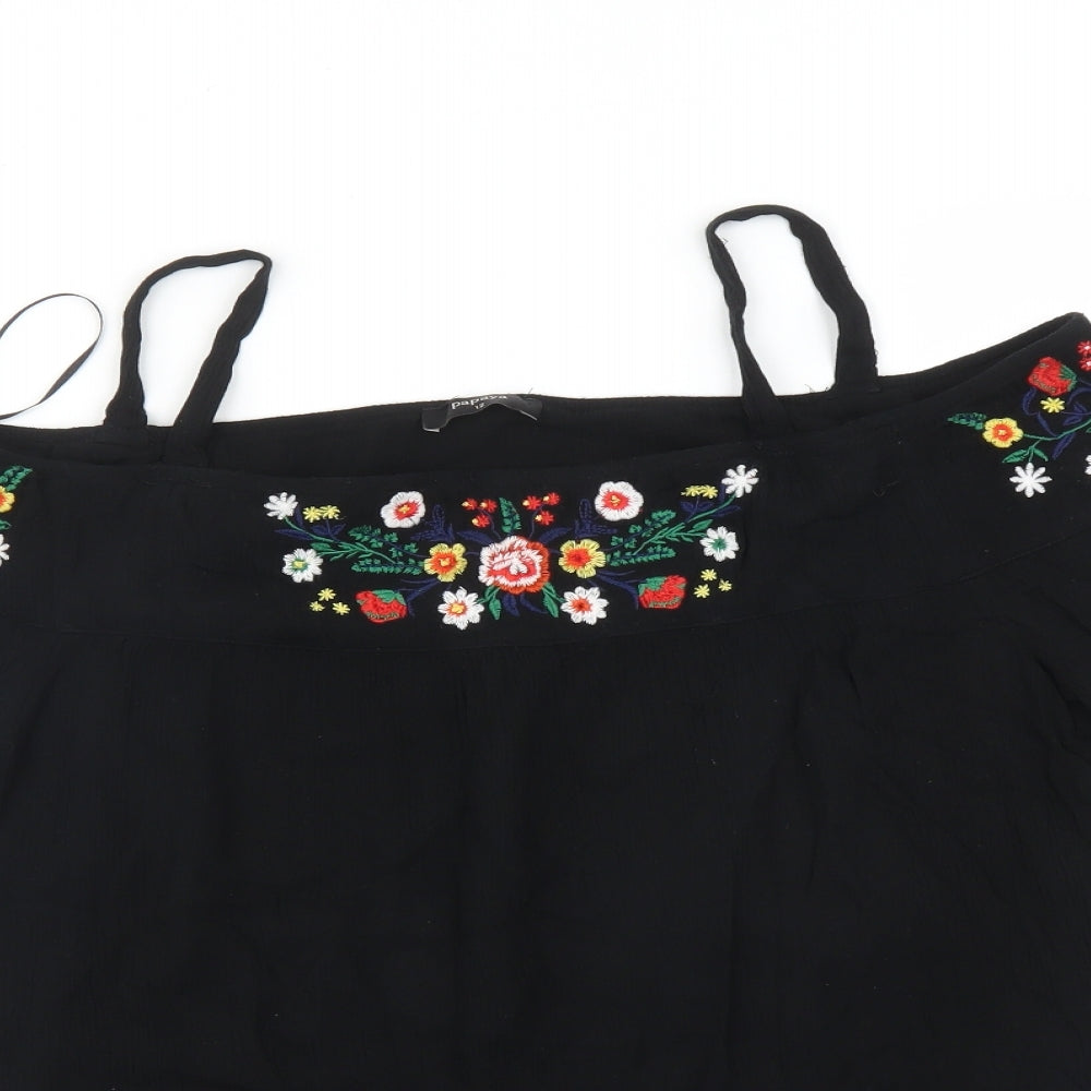 Papaya Womens Black Floral  Basic T-Shirt Size 12