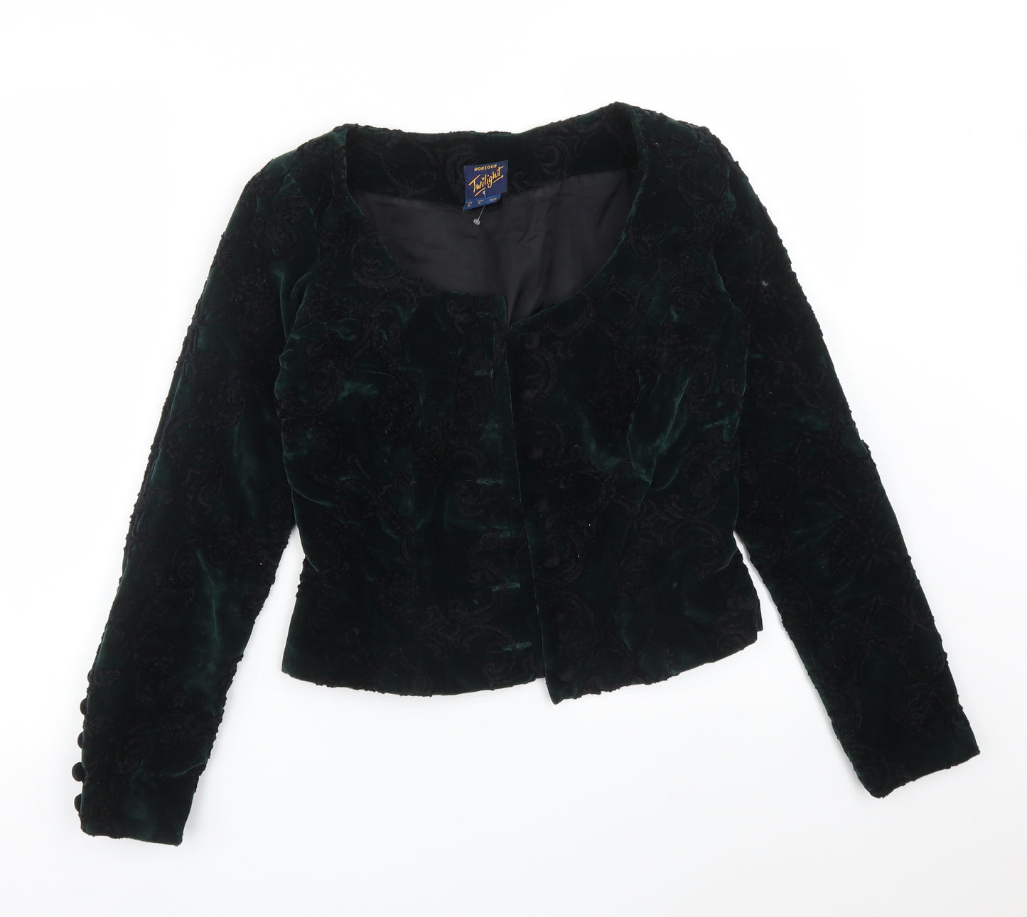 Monsoon Womens Green Geometric  Jacket Blazer Size 10