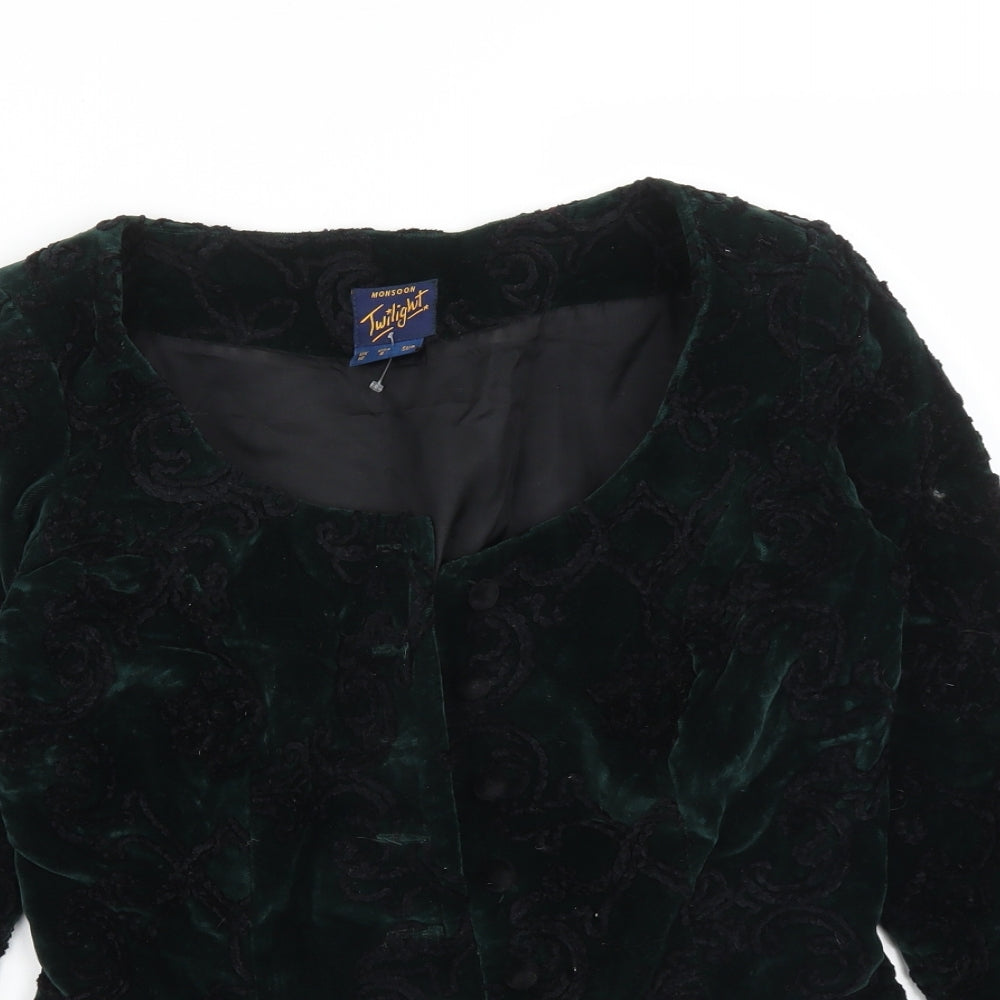 Monsoon Womens Green Geometric  Jacket Blazer Size 10