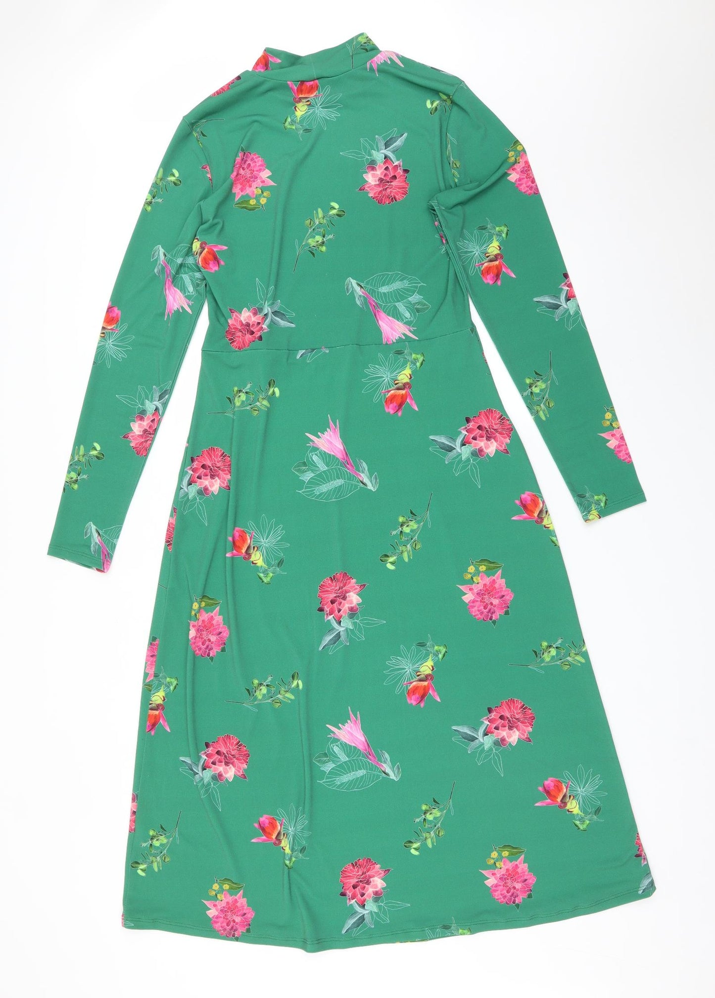 Warehouse Womens Green Floral  Fit & Flare  Size 14