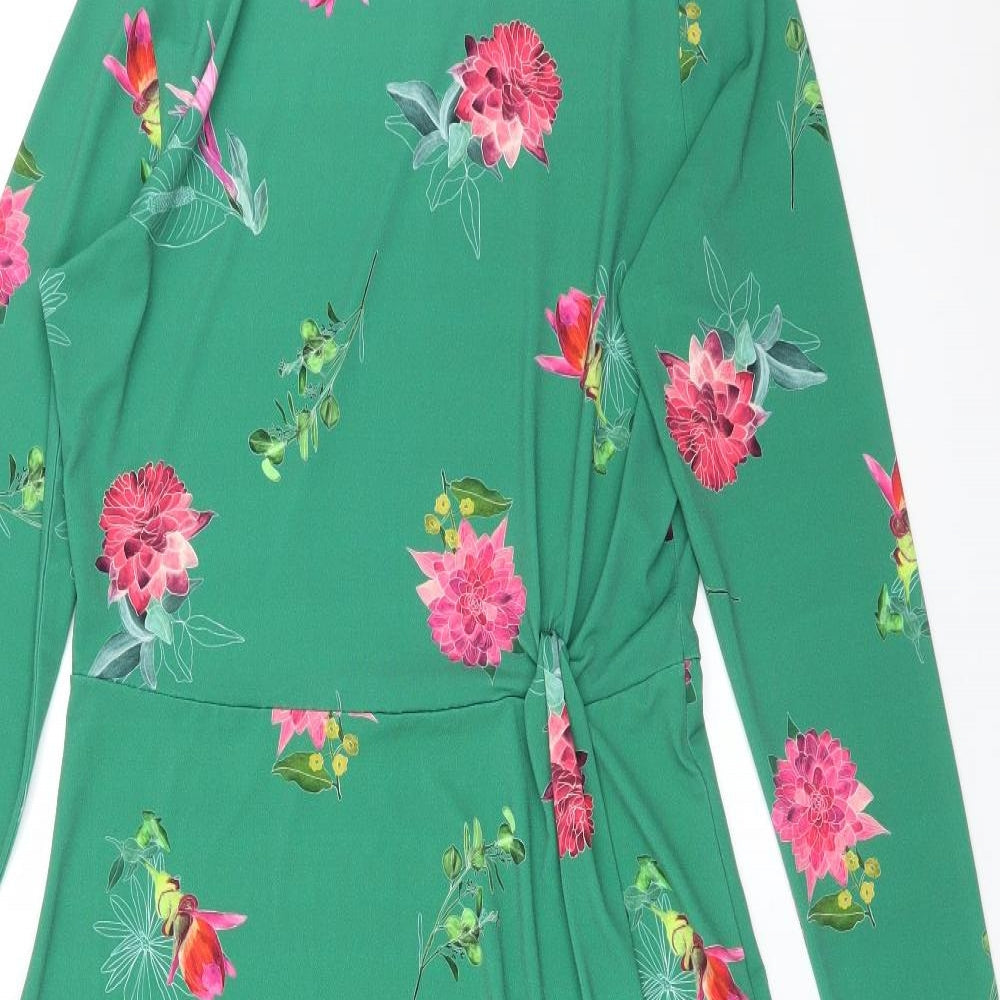 Warehouse Womens Green Floral  Fit & Flare  Size 14