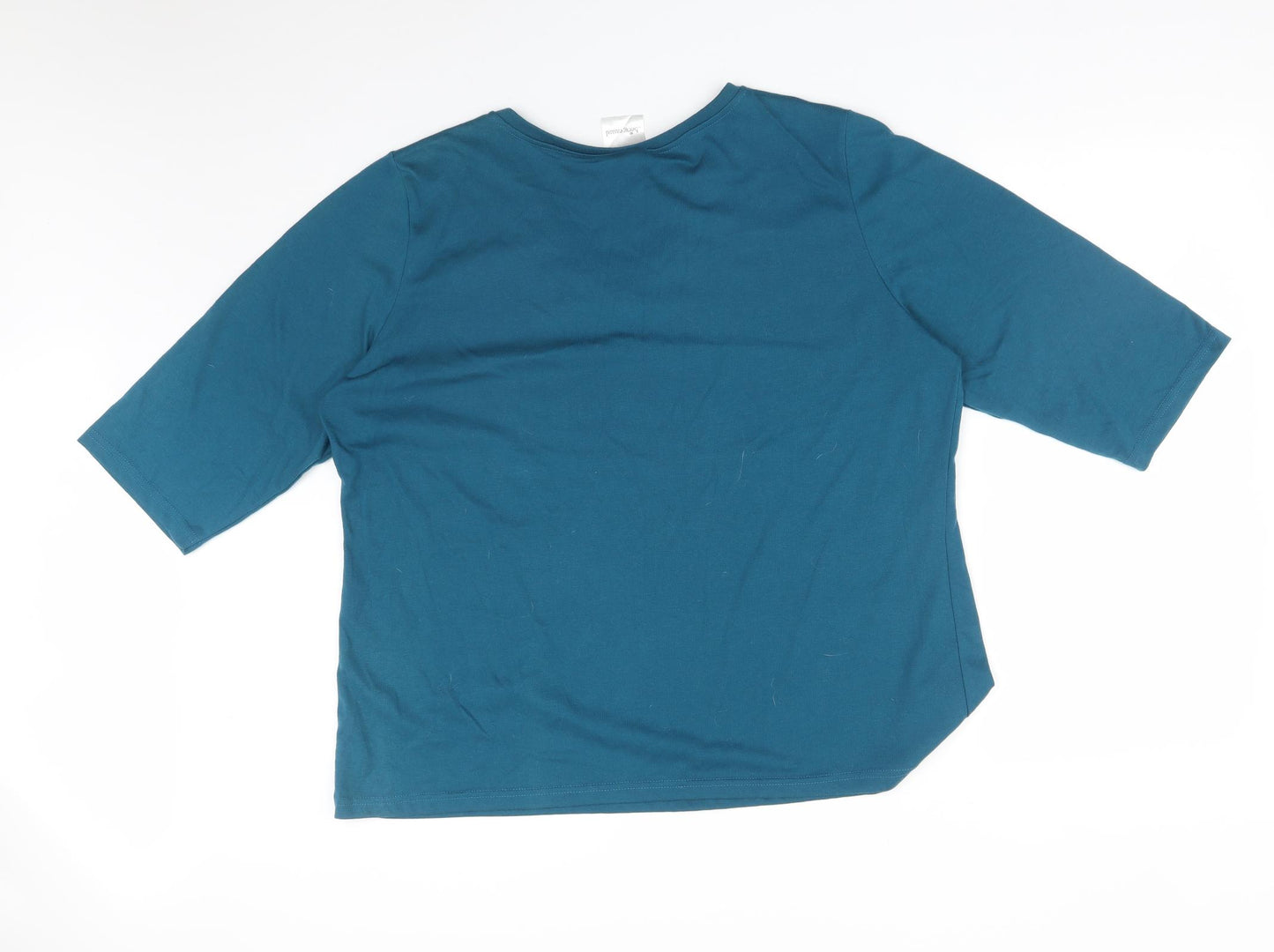 BE CASUAL Womens Blue Floral  Basic T-Shirt Size 20