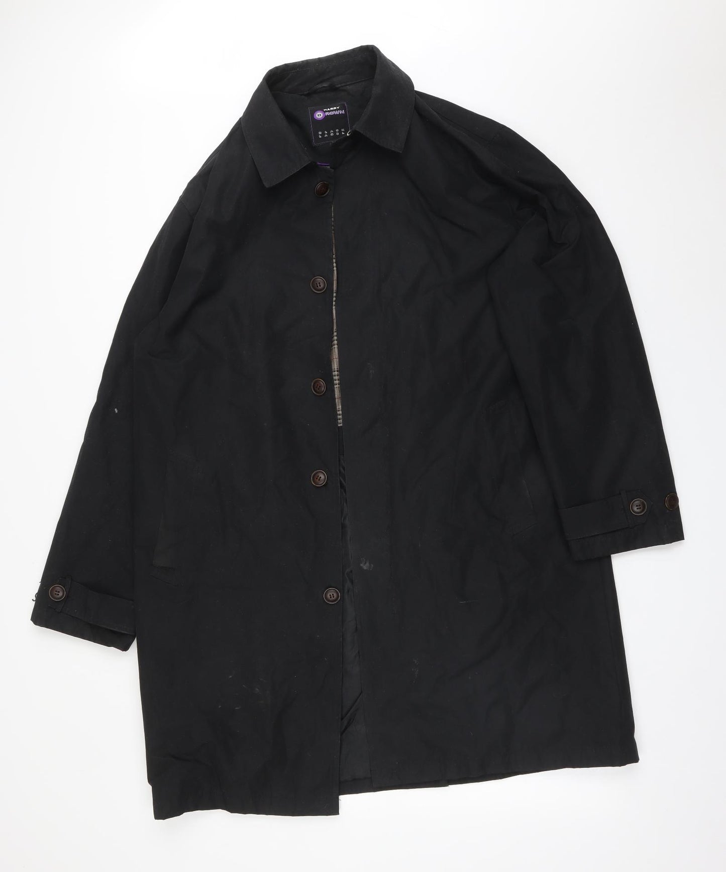 Harry Brown Mens Black   Trench Coat Coat Size L