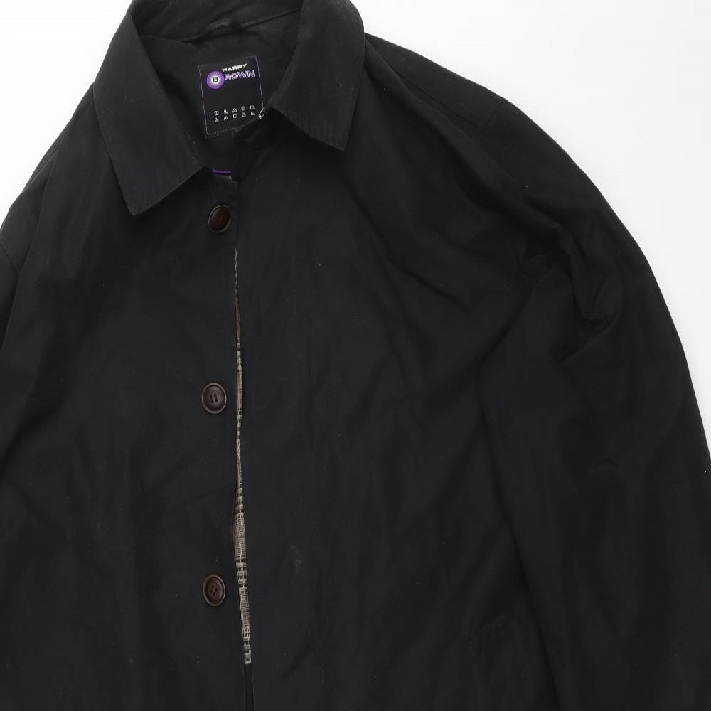 Harry Brown Mens Black   Trench Coat Coat Size L