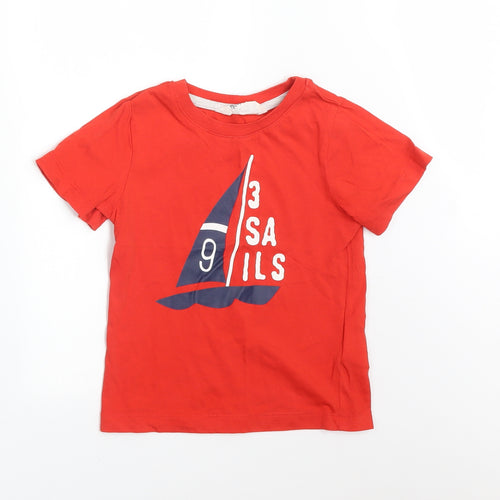 H&M Girls Red   Basic T-Shirt Size 3-4 Years  - BOAT