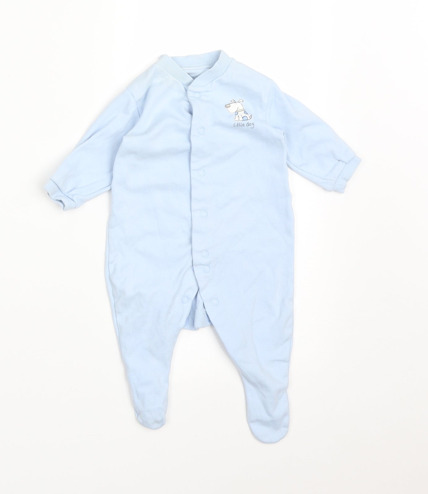 TESCO Baby Blue   Babygrow One-Piece Size 0-3 Months  - LITTLE DOG