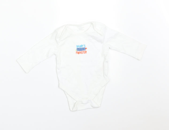Primark Baby White   Babygrow One-Piece Size 3-6 Months  - DADDY'S LITTLE MONSTER
