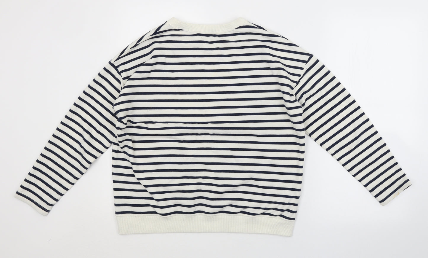 Papaya Womens White Striped  Pullover Jumper Size M