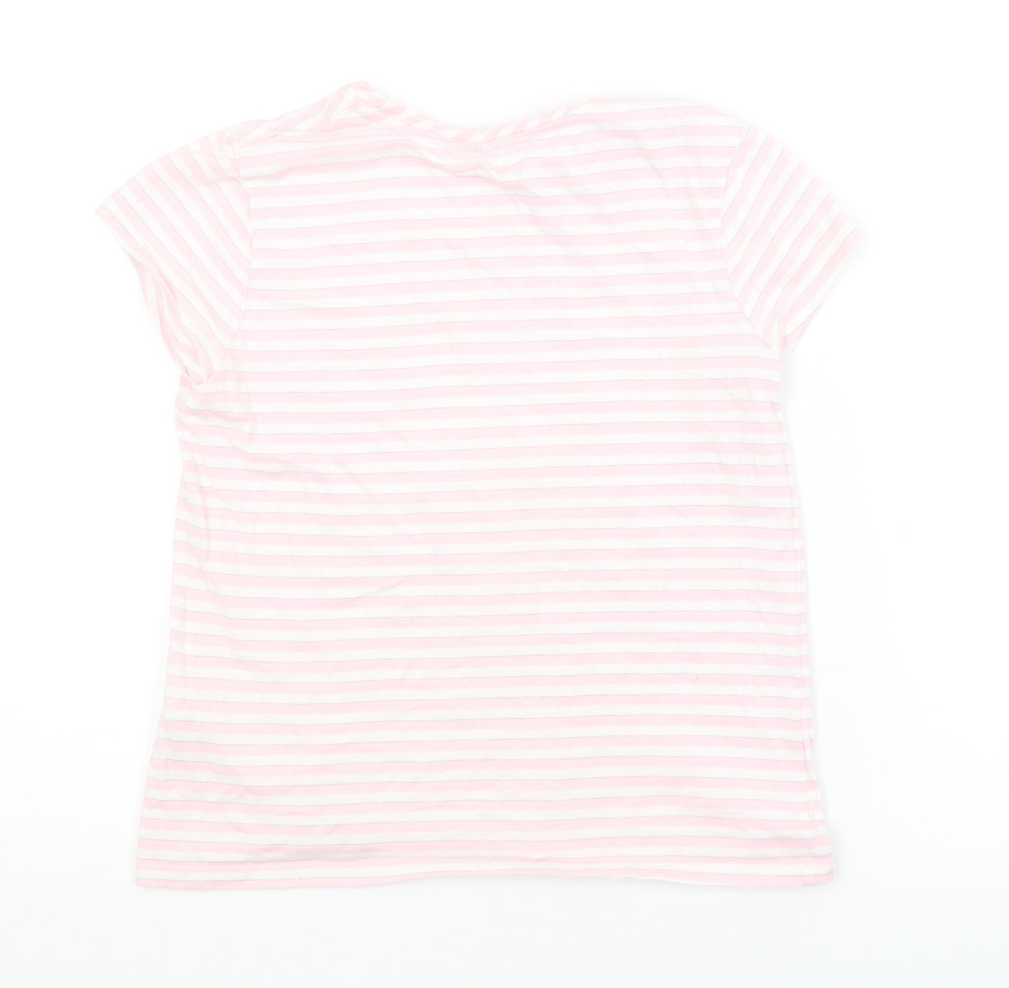 George Girls Pink Striped  Basic T-Shirt Size 10-11 Years