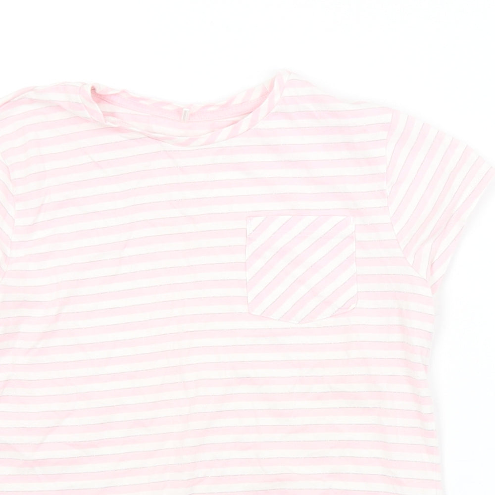George Girls Pink Striped  Basic T-Shirt Size 10-11 Years