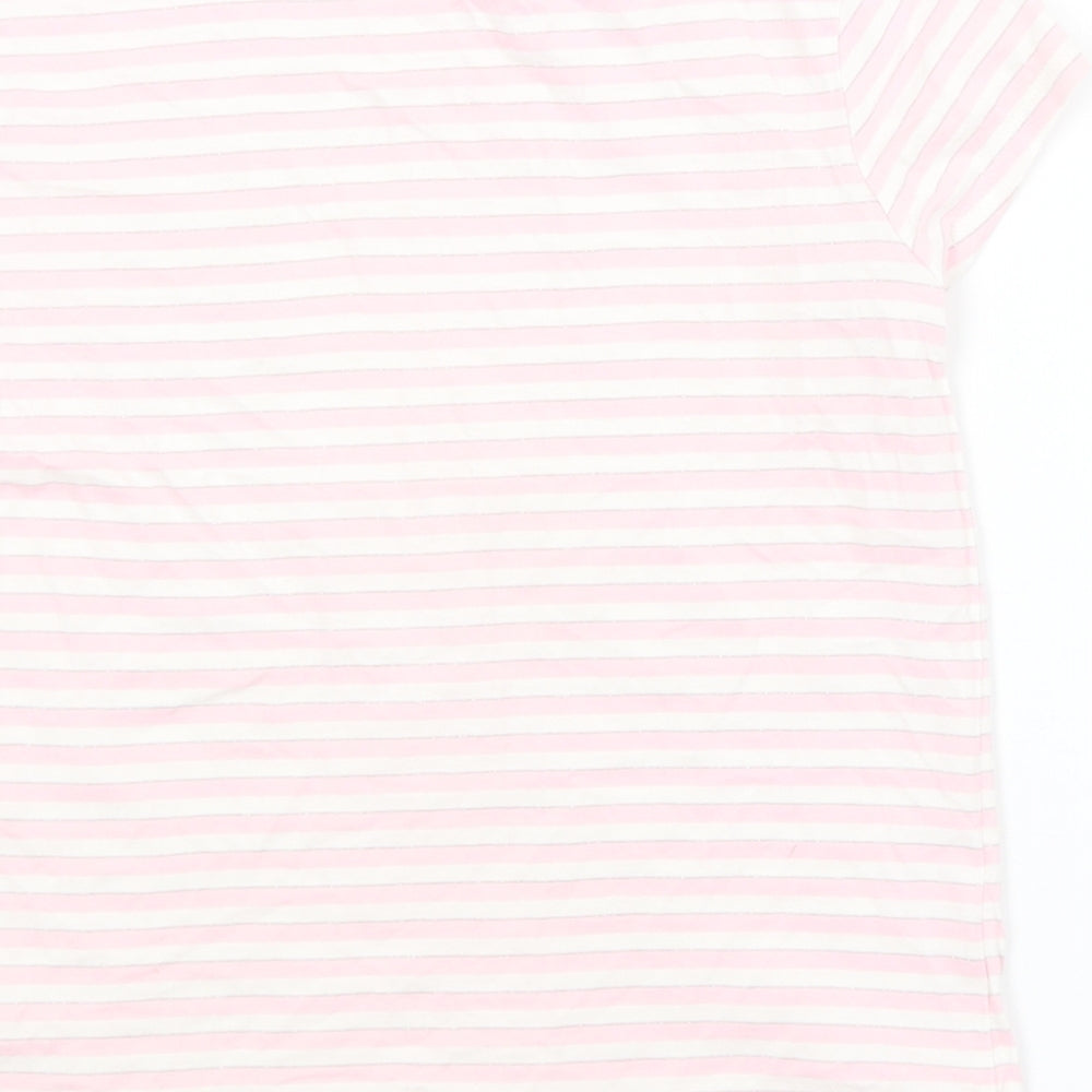 George Girls Pink Striped  Basic T-Shirt Size 10-11 Years