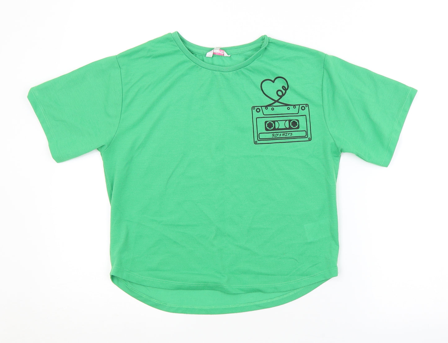 MISS E-VIE Girls Green   Basic T-Shirt Size 13-14 Years