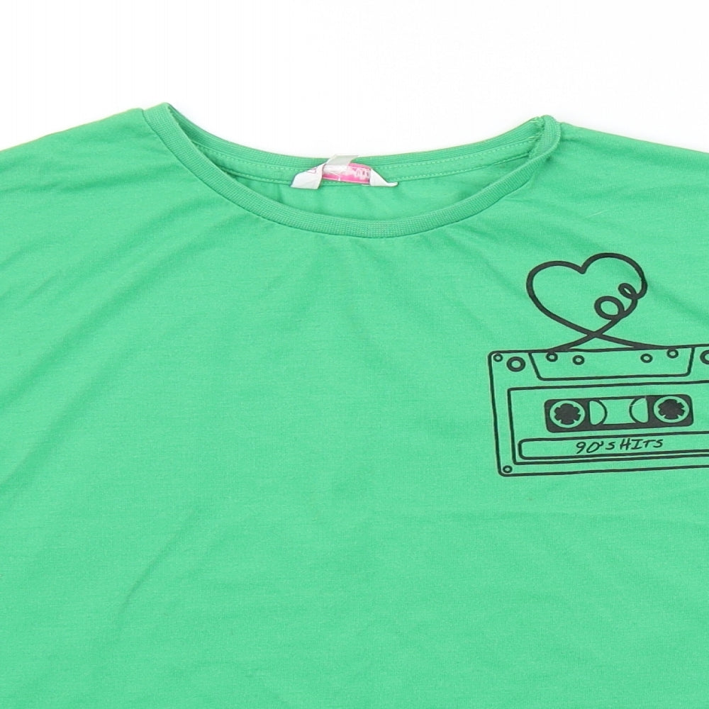 MISS E-VIE Girls Green   Basic T-Shirt Size 13-14 Years