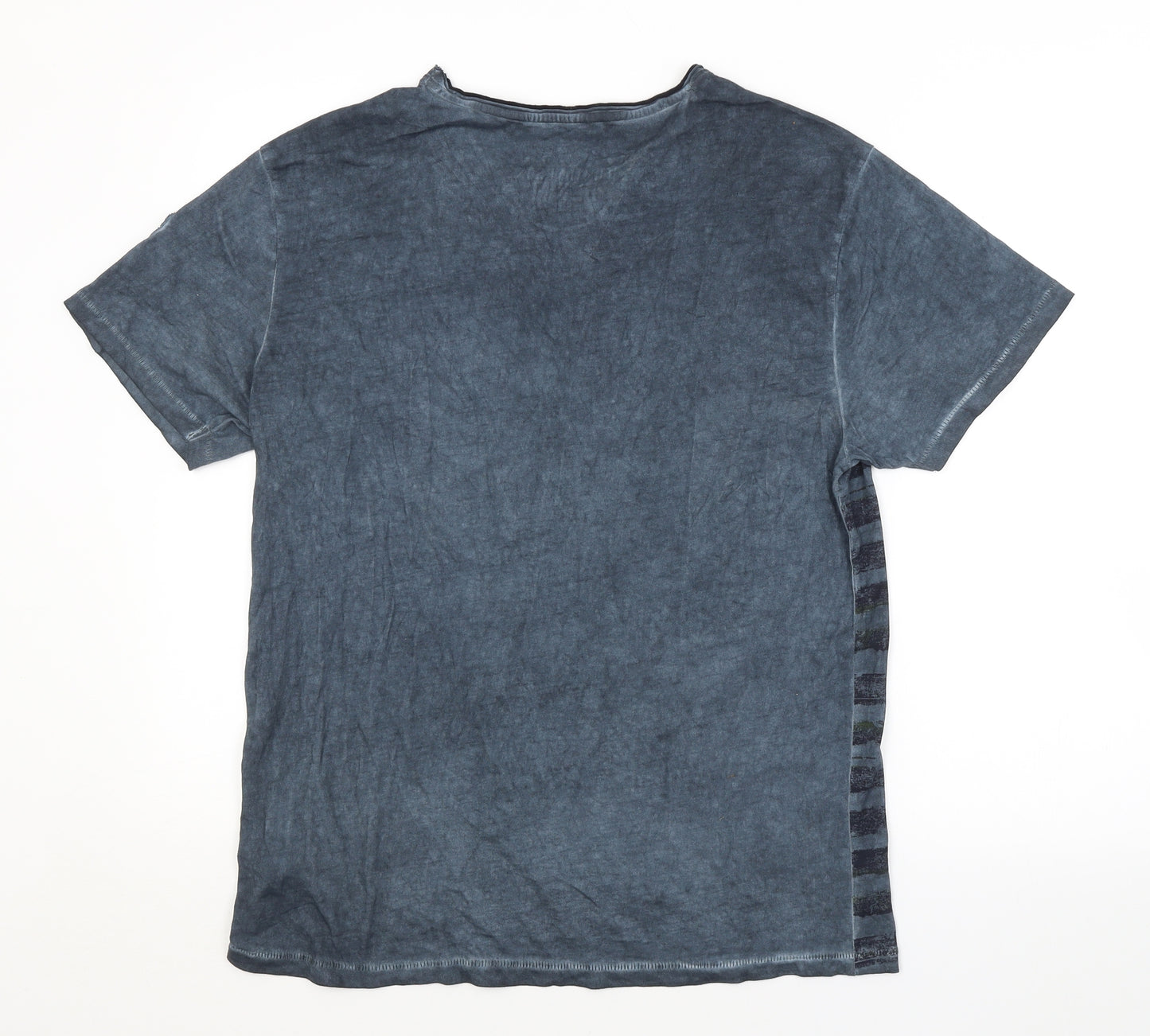 Tom Tompson Mens Blue Striped   T-Shirt Size L