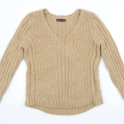M&S Womens Brown Striped  Pullover Jumper Size M
