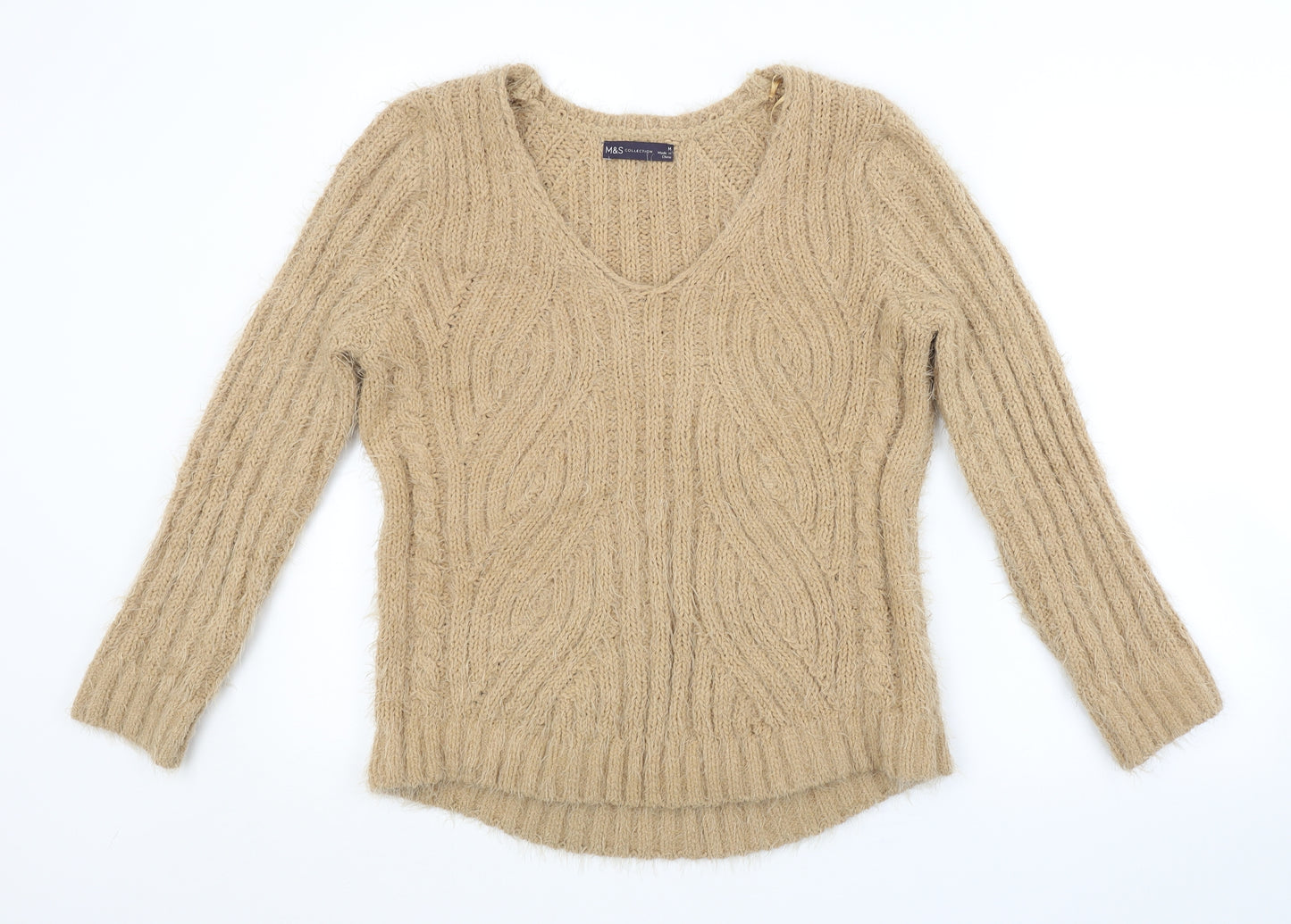 M&S Womens Brown Striped  Pullover Jumper Size M