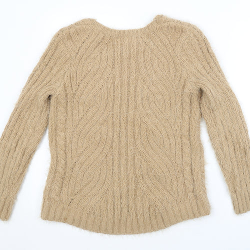 M&S Womens Brown Striped  Pullover Jumper Size M