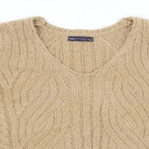 M&S Womens Brown Striped  Pullover Jumper Size M