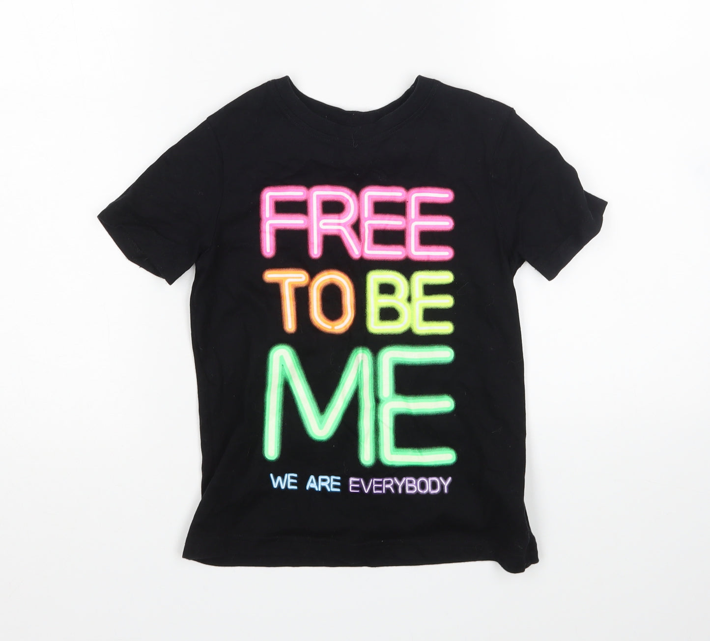 George Girls Black   Basic T-Shirt Size 6-7 Years