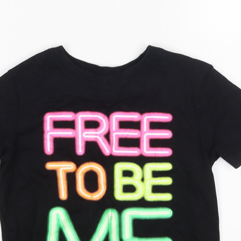 George Girls Black   Basic T-Shirt Size 6-7 Years