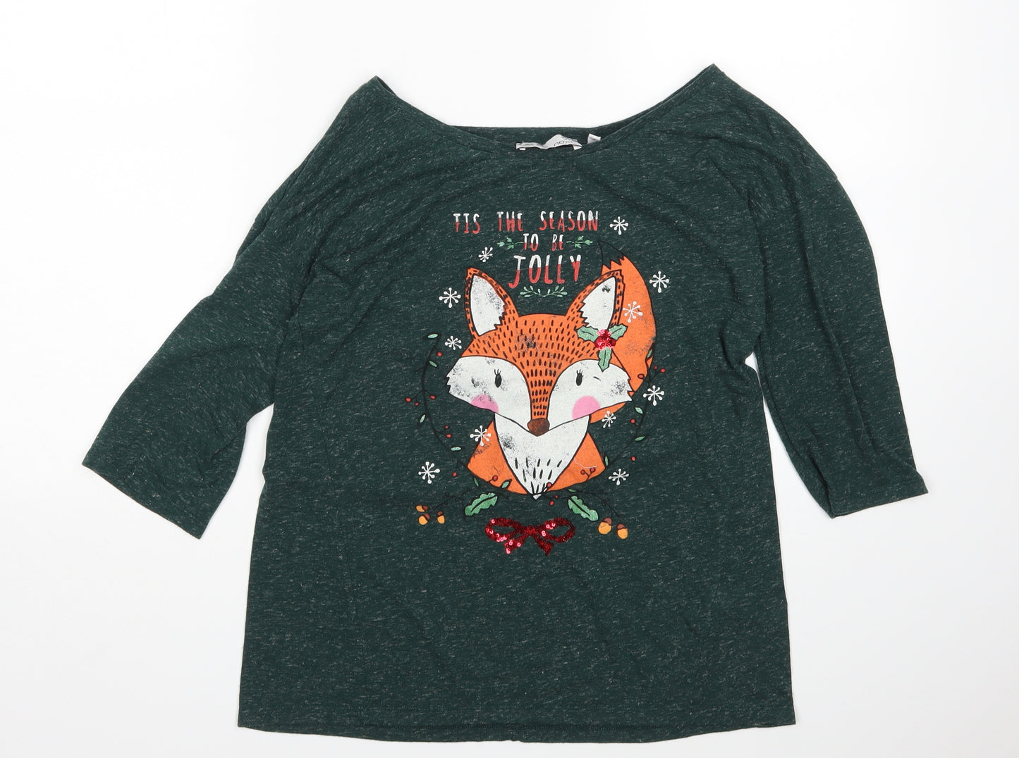 NEXT Womens Green Animal Print  Basic T-Shirt Size 10  - Christmas