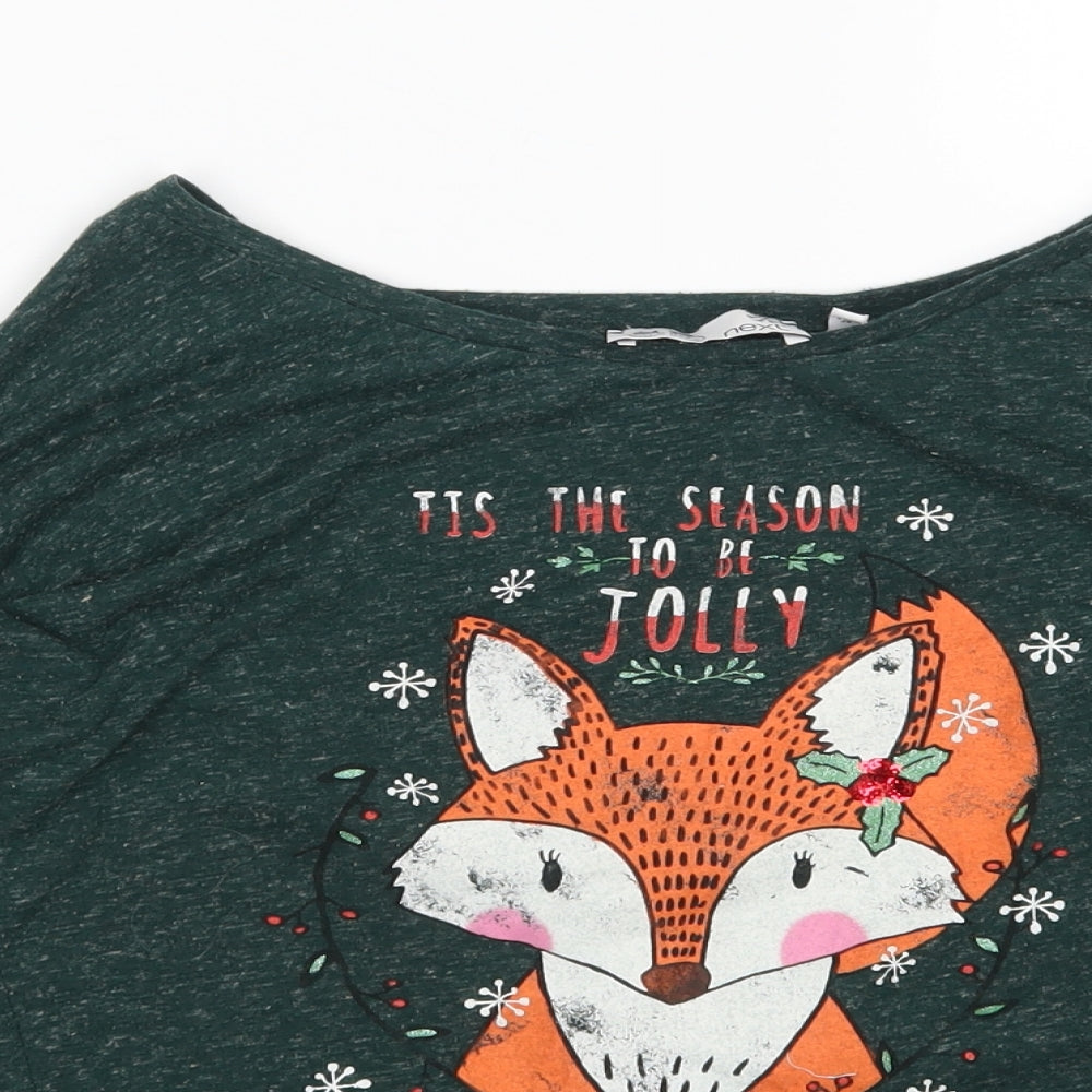 NEXT Womens Green Animal Print  Basic T-Shirt Size 10  - Christmas