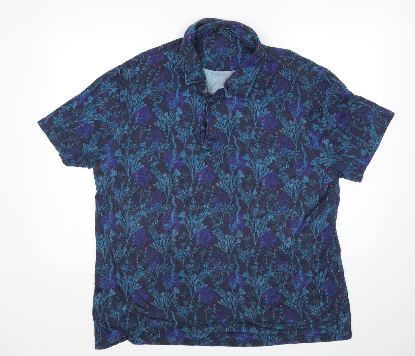 George Mens Blue Floral   Polo Size 2XL