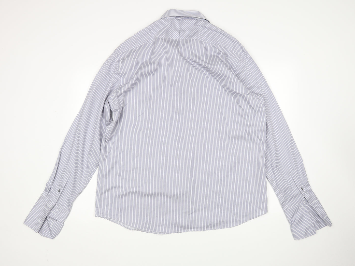Taylor & Wright Mens Grey Striped   Dress Shirt Size 17.5
