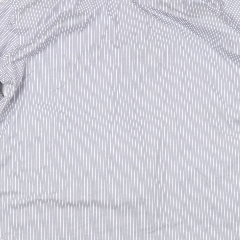 Taylor & Wright Mens Grey Striped   Dress Shirt Size 17.5