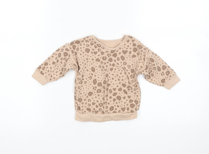 George Girls Brown Animal Print  Pullover Jumper Size 0-3 Months