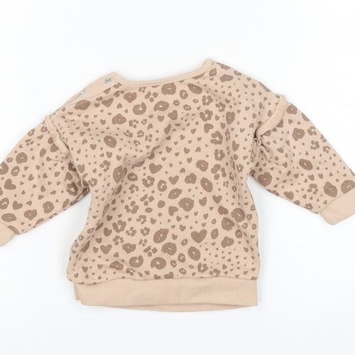 George Girls Brown Animal Print  Pullover Jumper Size 0-3 Months