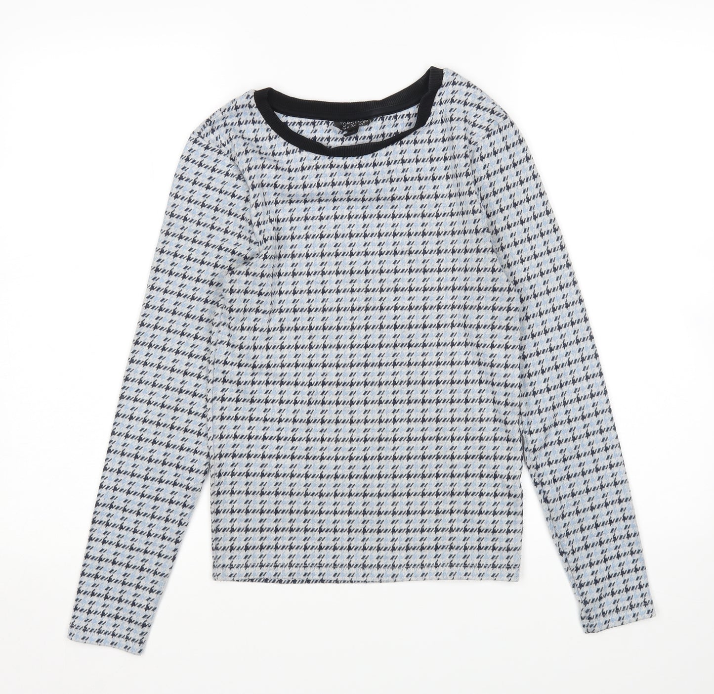 Topshop Womens Blue Houndstooth  Pullover Jumper Size 8