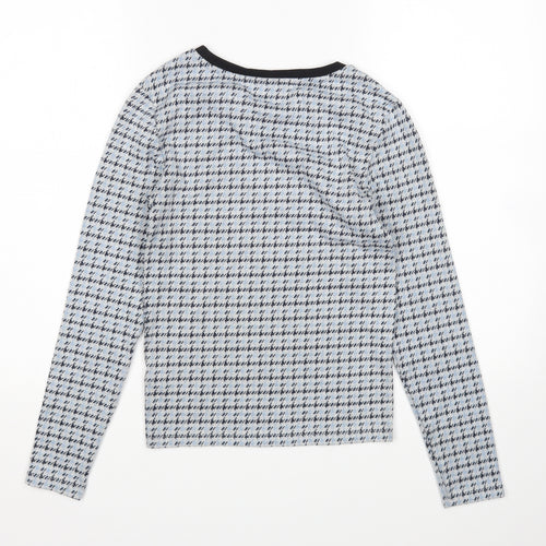 Topshop Womens Blue Houndstooth  Pullover Jumper Size 8