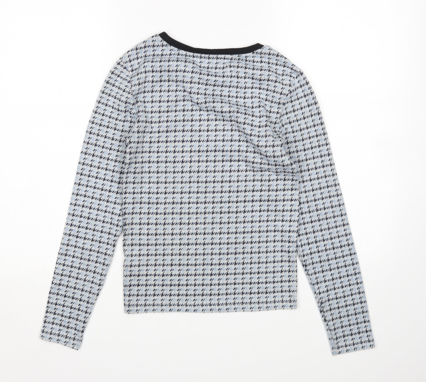 Topshop Womens Blue Houndstooth  Pullover Jumper Size 8