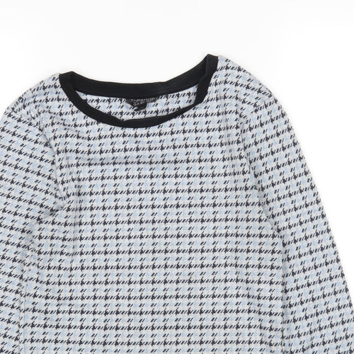 Topshop Womens Blue Houndstooth  Pullover Jumper Size 8