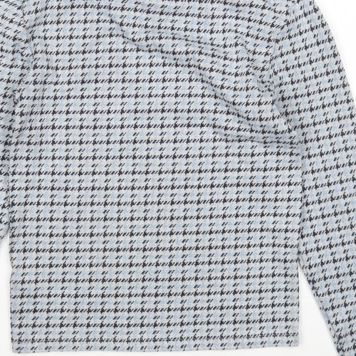 Topshop Womens Blue Houndstooth  Pullover Jumper Size 8