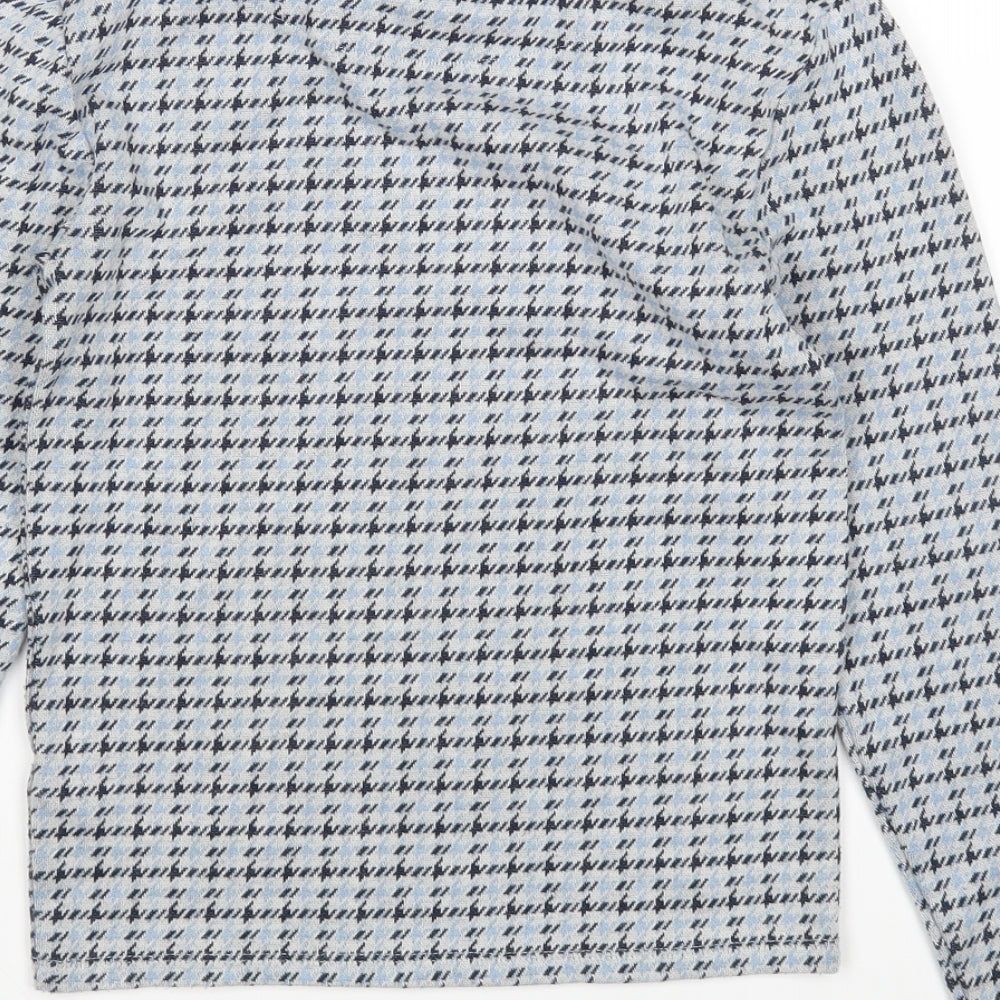 Topshop Womens Blue Houndstooth  Pullover Jumper Size 8