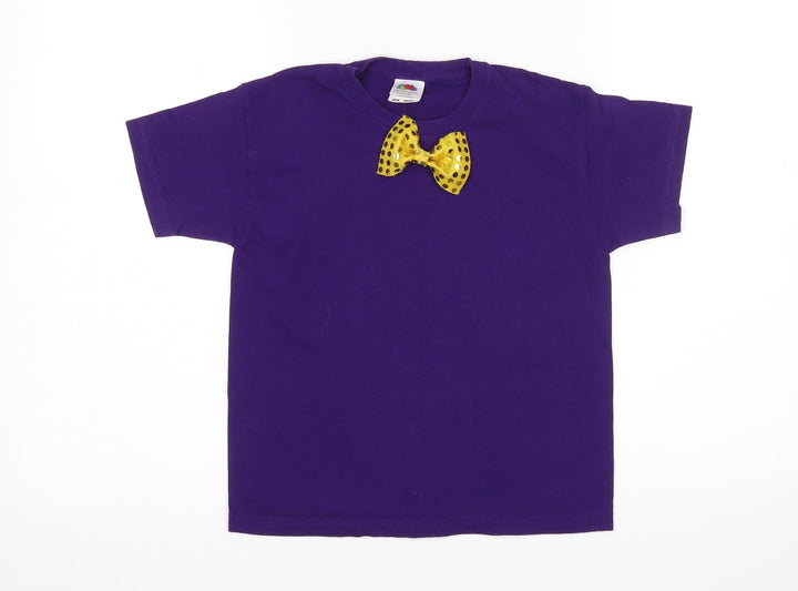 Fruit of the Loom Girls Purple   Basic T-Shirt Size 5-6 Years  - Bow Tie