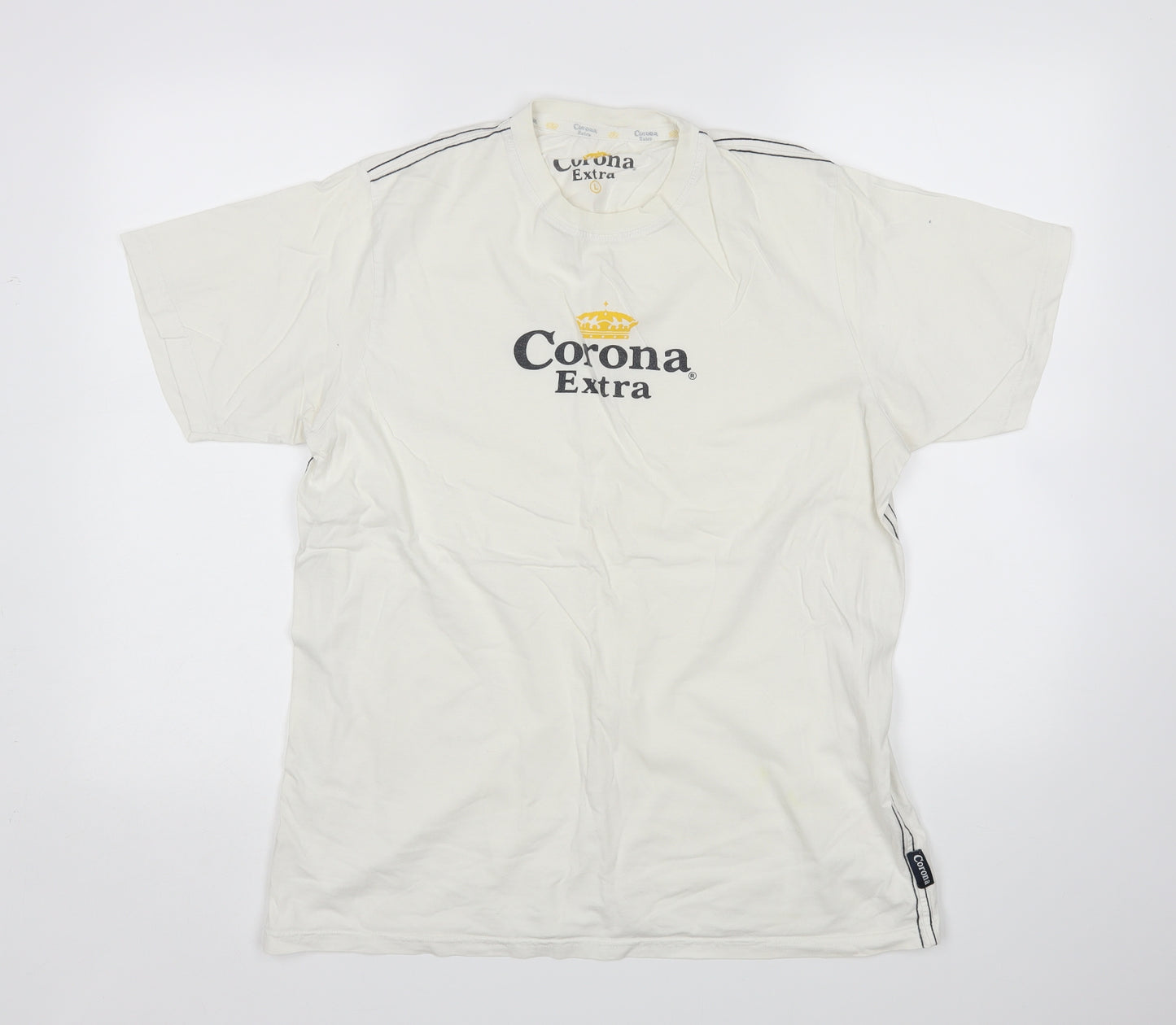 Corona Extra Mens White    T-Shirt Size L