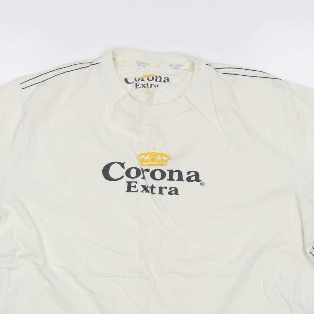 Corona Extra Mens White    T-Shirt Size L