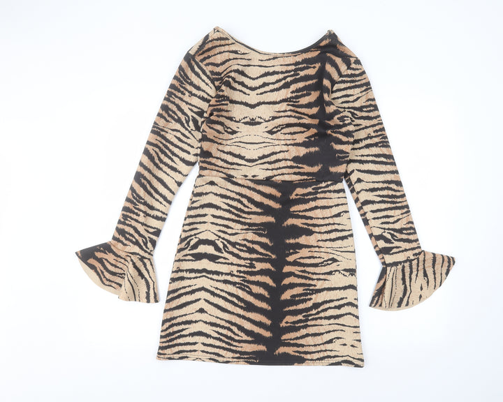 In the Style Womens Brown Animal Print Pencil Dress Size 10