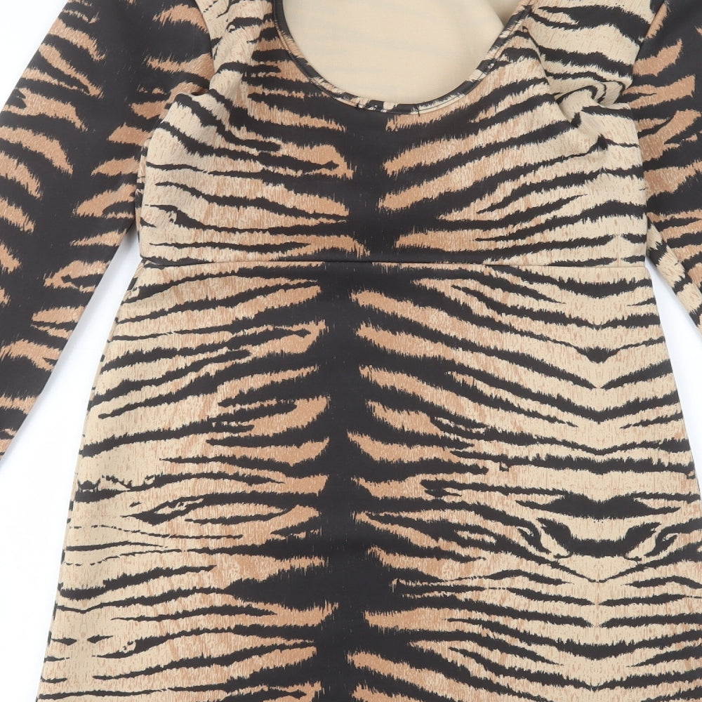In the Style Womens Brown Animal Print  Pencil Dress  Size 10