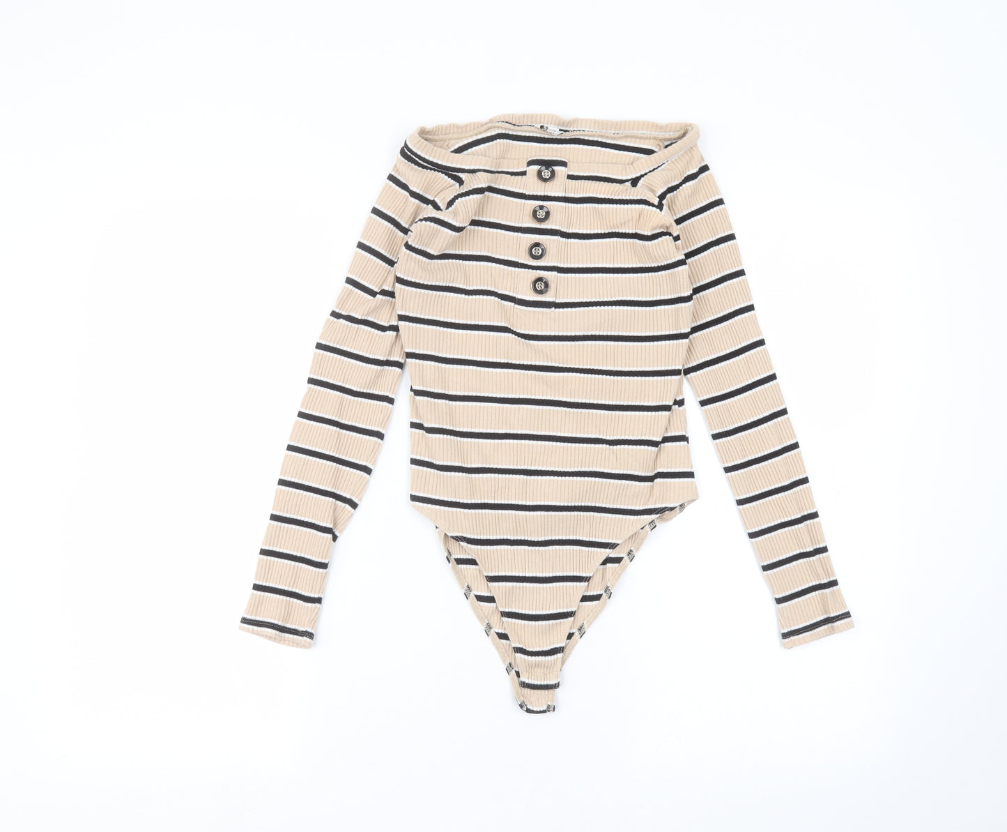 River Island Womens Brown Striped  Bodysuit One-Piece Size 8