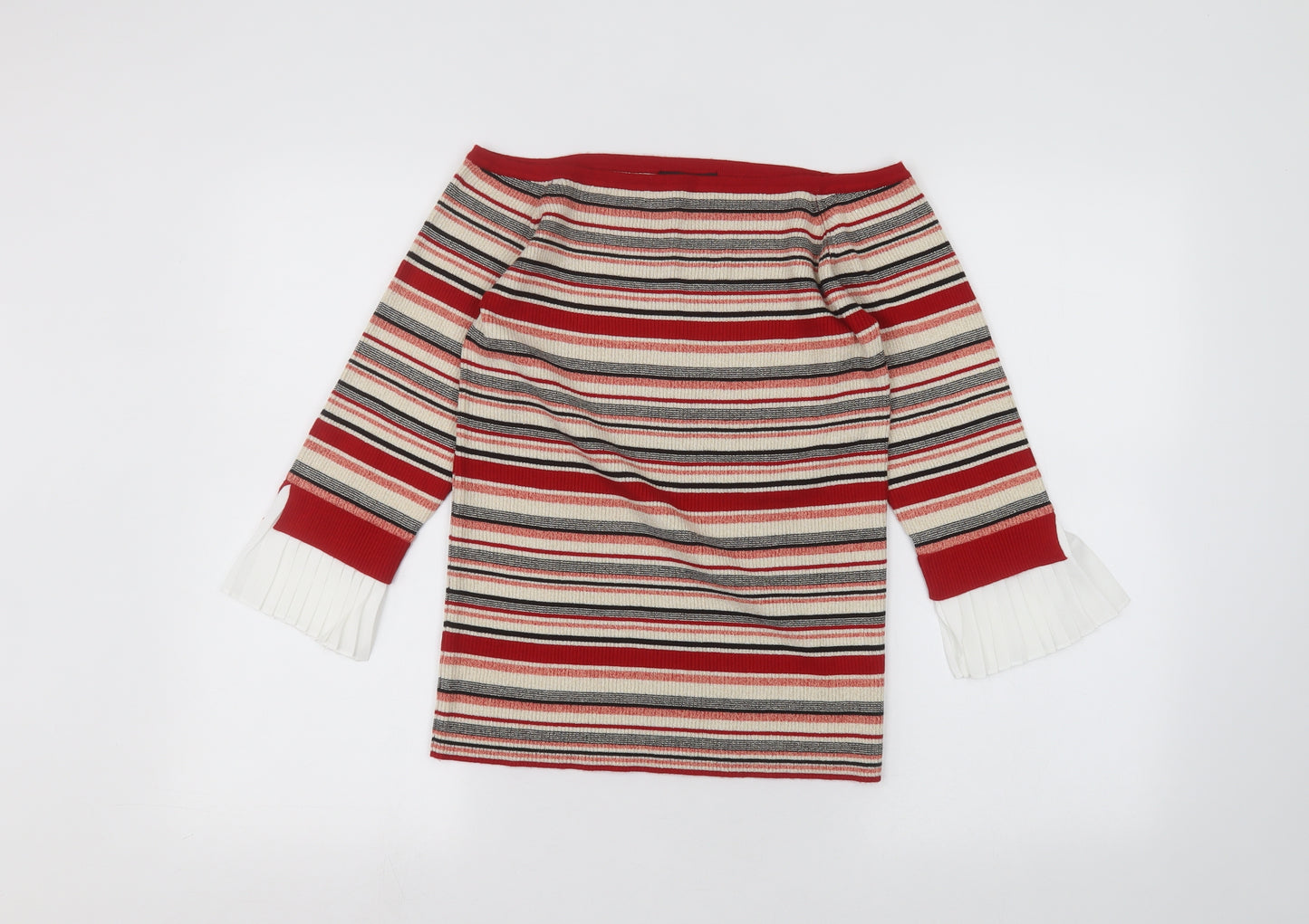 Kaleidoscope Womens Beige Striped  Basic T-Shirt Size 14