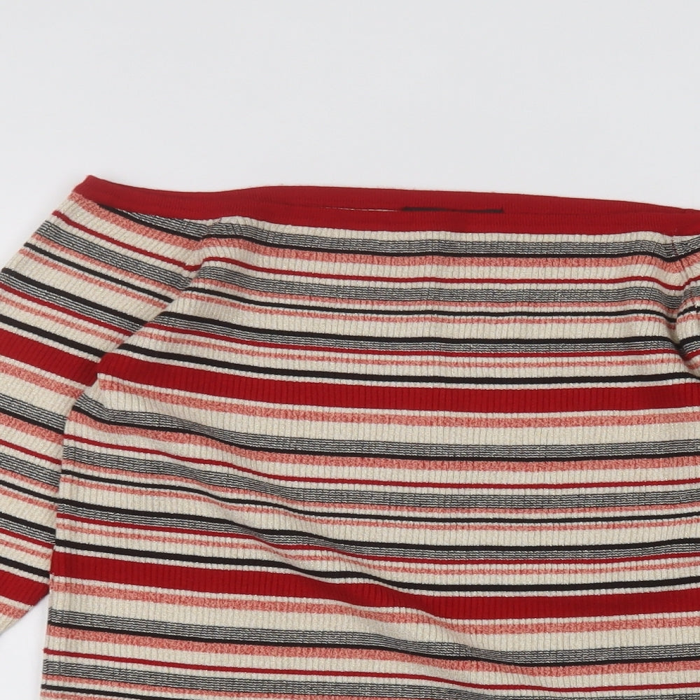 Kaleidoscope Womens Beige Striped  Basic T-Shirt Size 14