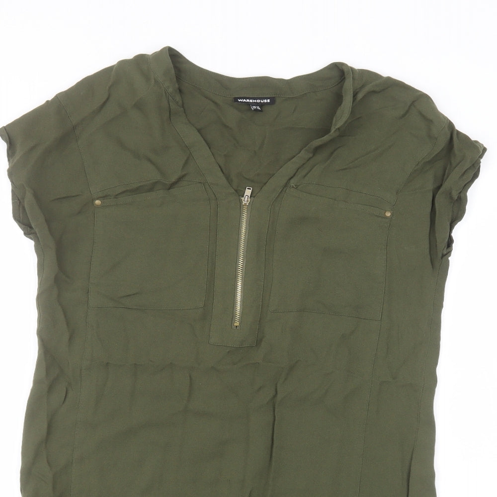 Warehouse Womens Green   Basic T-Shirt Size 12